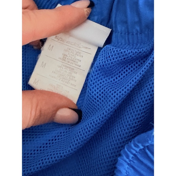 Speedo Swim Trunks Men's Size M  Blue Drawstring Elastic Waist Mesh Lined - Picture 3 of 7